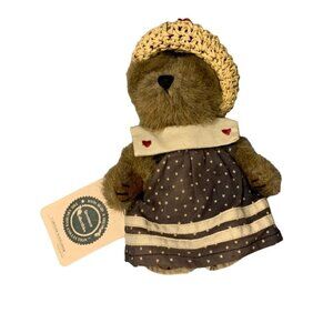 New Boyds Bears Plush Caroline Mayflower Teddy Bear Stuffed Animal Toy Straw Hat